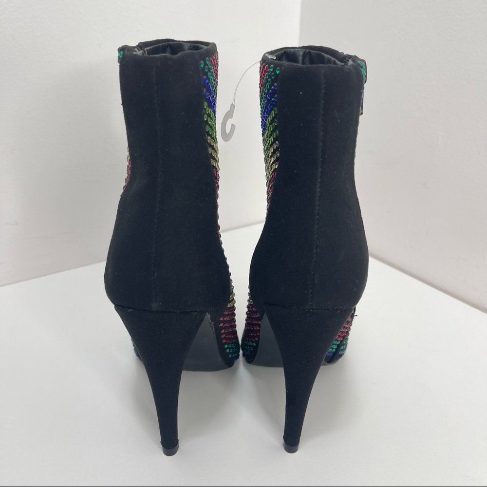 Sparkle Pointed Toe Heel Boots Booties Multicolor… - image 6